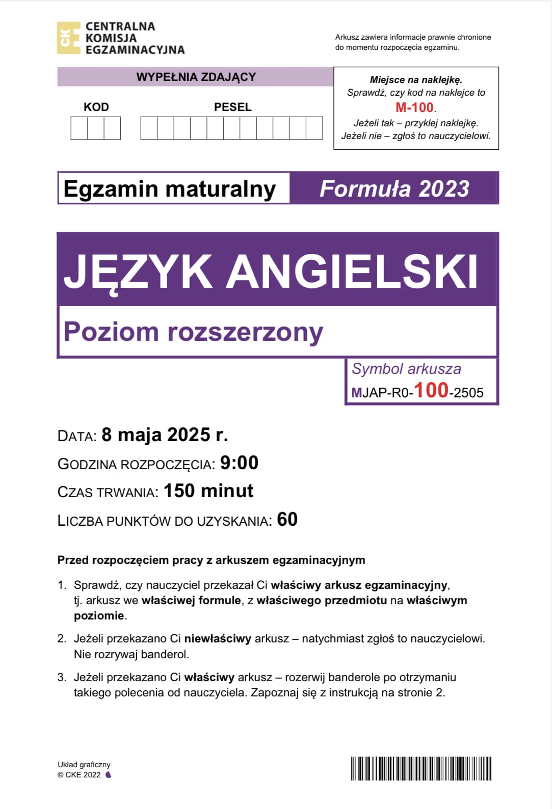 Arkusz Maturalny_Język Angielski_Matura rozszerzona Maj 2025